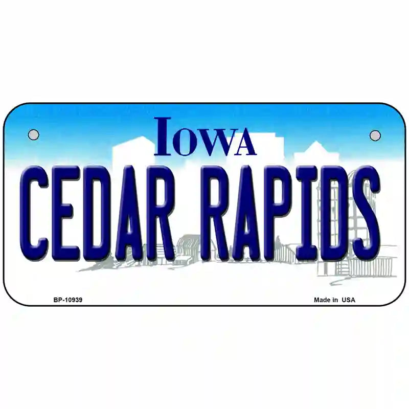 Cedar Rapids Iowa Metal Novelty License Plate 6" x 3" (BP)