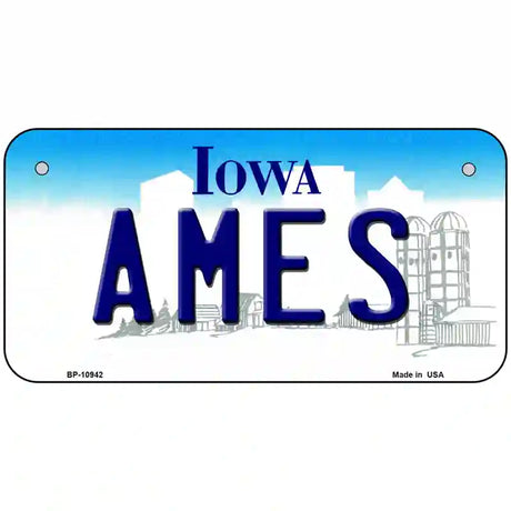 Ames Iowa Metal Novelty License Plate 6" x 3" (BP)