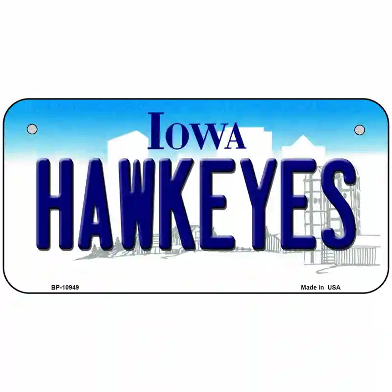 Hawkeyes Iowa Metal Novelty License Plate 6" x 3" (BP)