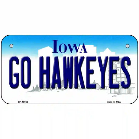 Go Hawkeyes Iowa Metal Novelty License Plate 6" x 3" (BP)