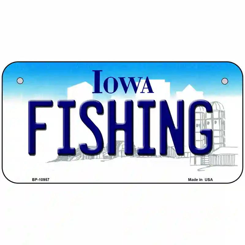 Fishing Iowa Metal Novelty License Plate 6" x 3" (BP)