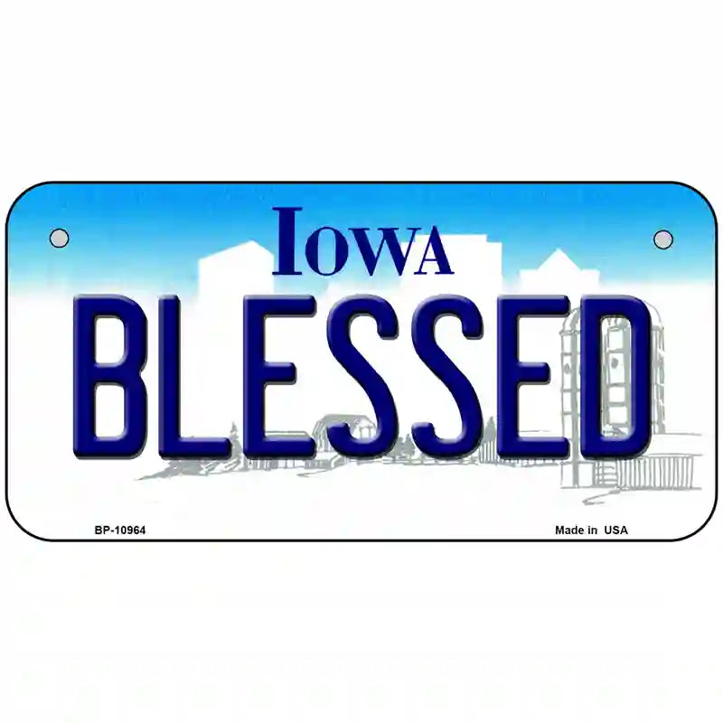 Blessed Iowa Metal Novelty License Plate 6" x 3" (BP)