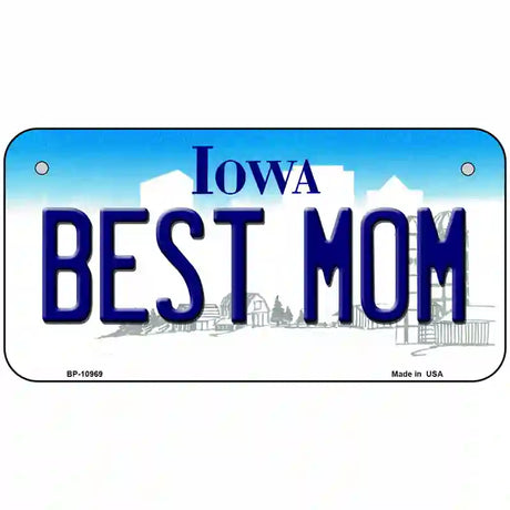 Best Mom Iowa Metal Novelty License Plate 6" x 3" (BP)