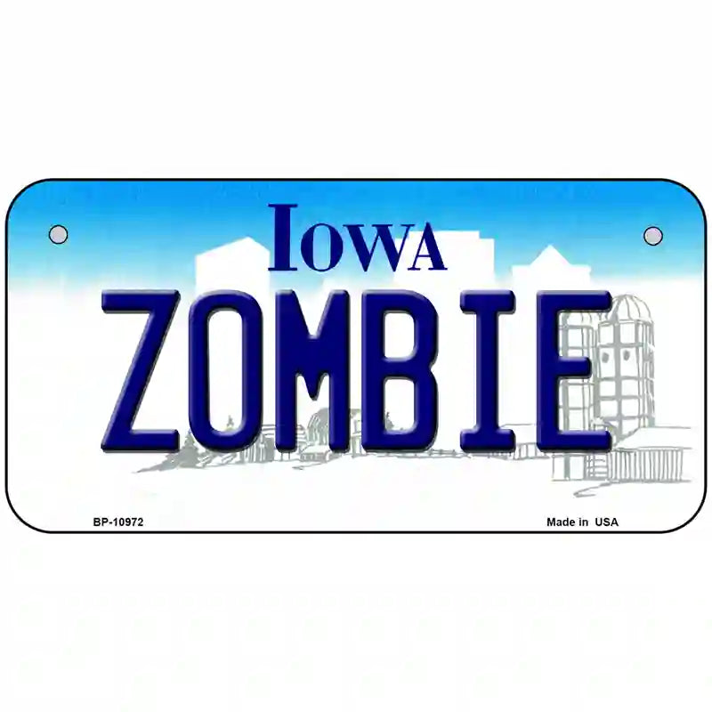 Zombie Iowa Metal Novelty License Plate 6" x 3" (BP)