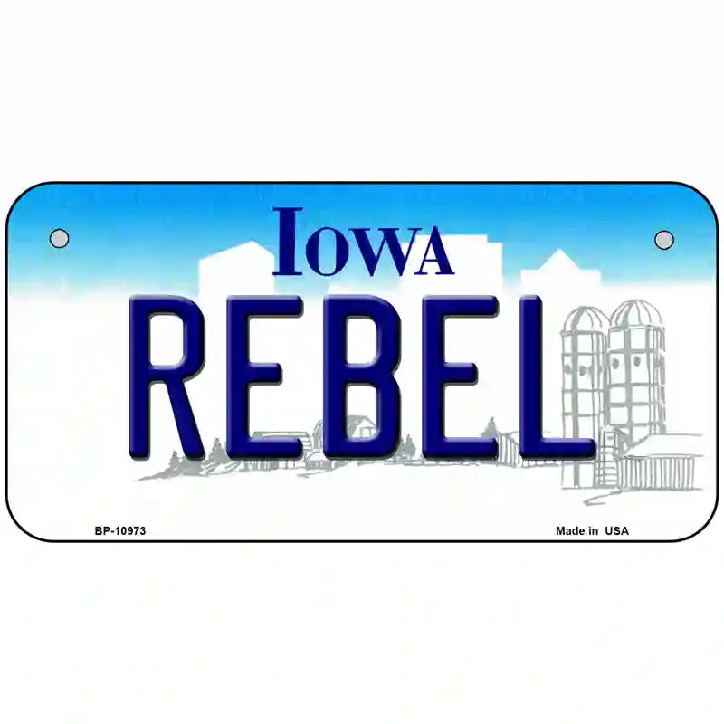 Rebel Iowa Metal Novelty License Plate 6" x 3" (BP)