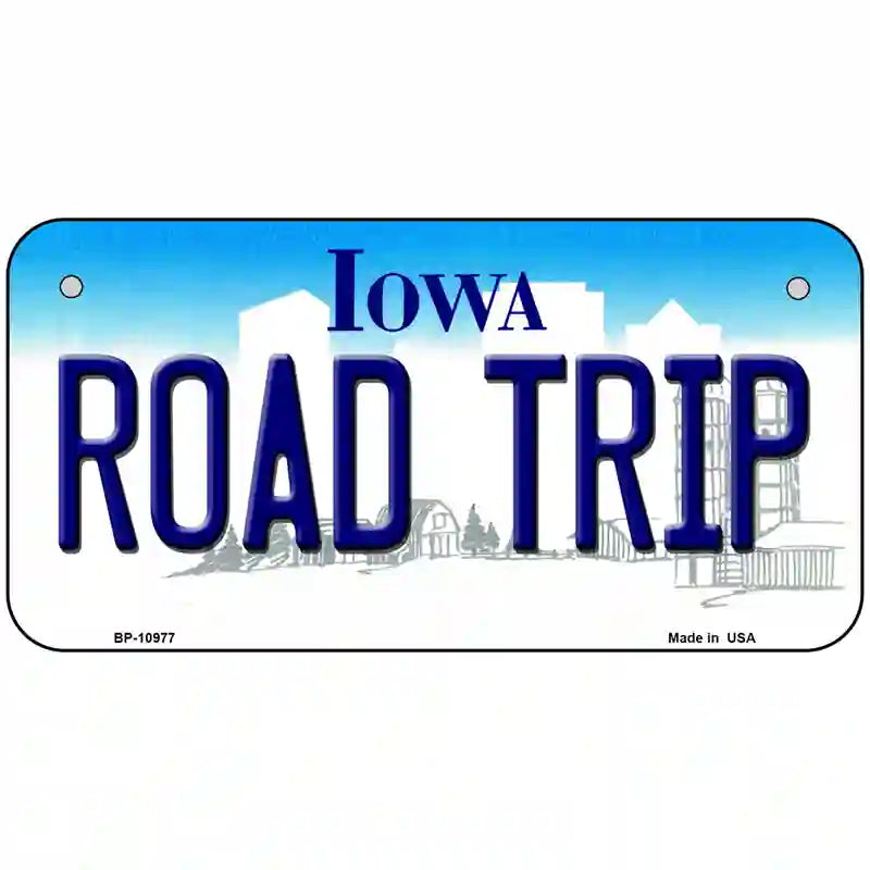 Road Trip Iowa Metal Novelty License Plate 6" x 3" (BP)