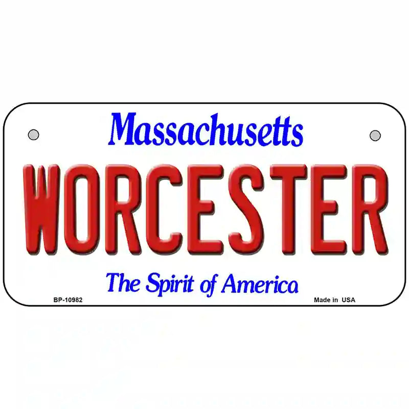 Worcester Massachusetts Metal Novelty License Plate