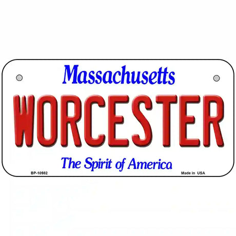 Worcester Massachusetts Metal Novelty License Plate 6" x 3" (BP)