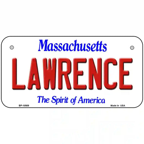 Lawrence Massachusetts Metal Novelty License Plate 6" x 3" (BP)