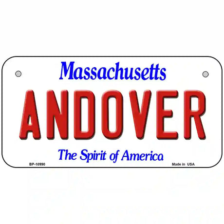 Andover Massachusetts Metal Novelty License Plate 6" x 3" (BP)