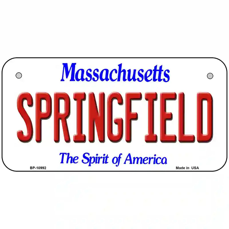 Springfield Massachusetts Metal Novelty License Plate