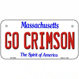 Go Crimson Massachusetts Metal Novelty License Plate 6" x 3" (BP)