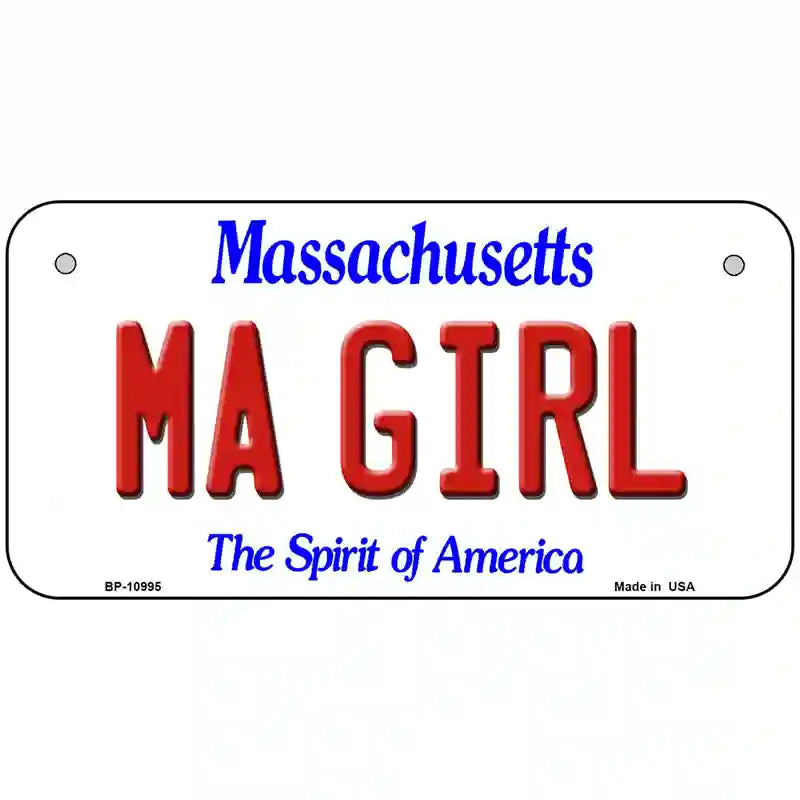 MA Girl Massachusetts Metal Novelty License Plate 6" x 3" (BP)