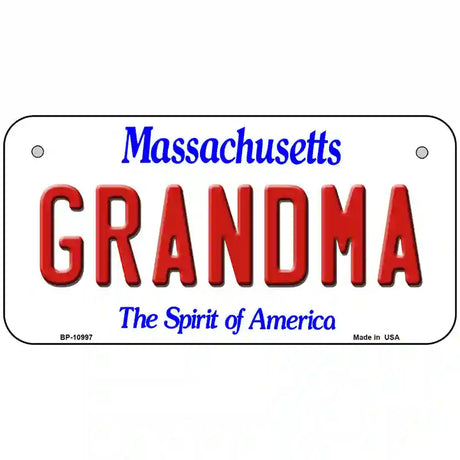 Grandma Massachusetts Metal Novelty License Plate 6" x 3" (BP)