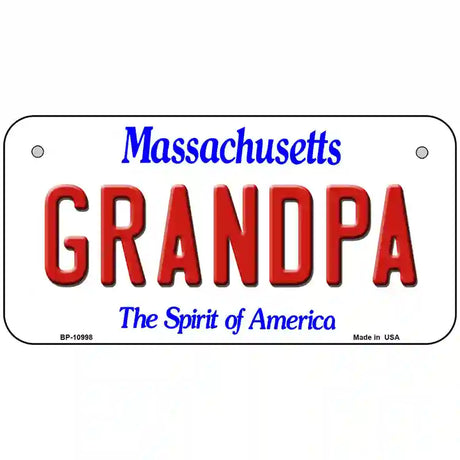 Grandpa Massachusetts Metal Novelty License Plate 6" x 3" (BP)