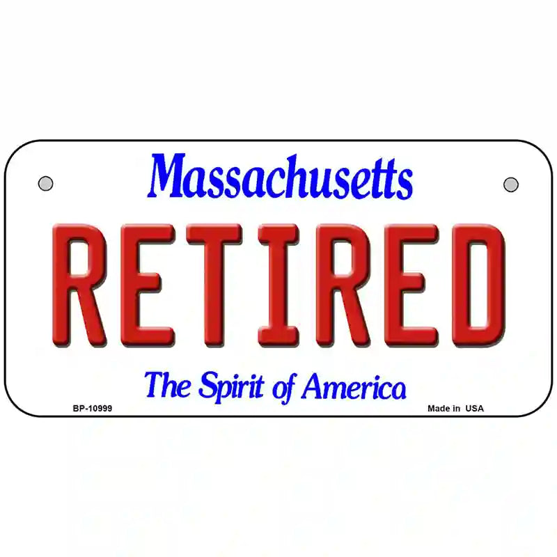 Retired Massachusetts Metal Novelty License Plate 6" x 3" (BP)