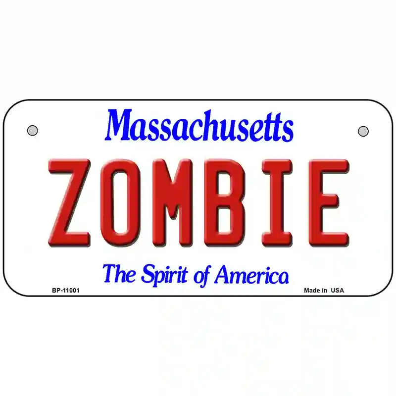 Zombie Massachusetts Metal Novelty License Plate 6" x 3" (BP)