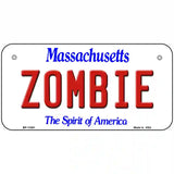 Zombie Massachusetts Metal Novelty License Plate 6" x 3" (BP)