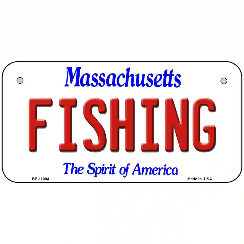 Fishing Massachusetts Metal Novelty License Plate 6" x 3" (BP)