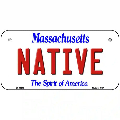 Native Massachusetts Metal Novelty License Plate 6" x 3" (BP)