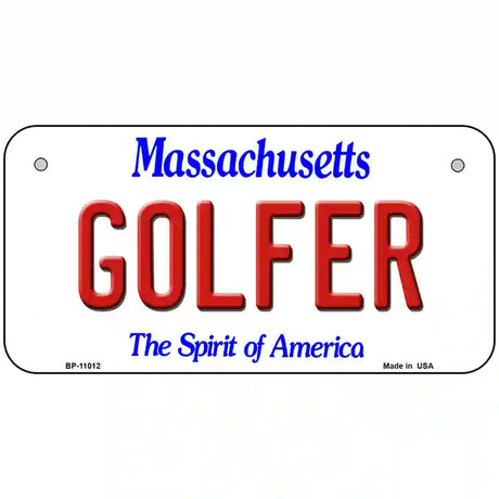 Golfer Massachusetts Metal Novelty License Plate 6" x 3" (BP)