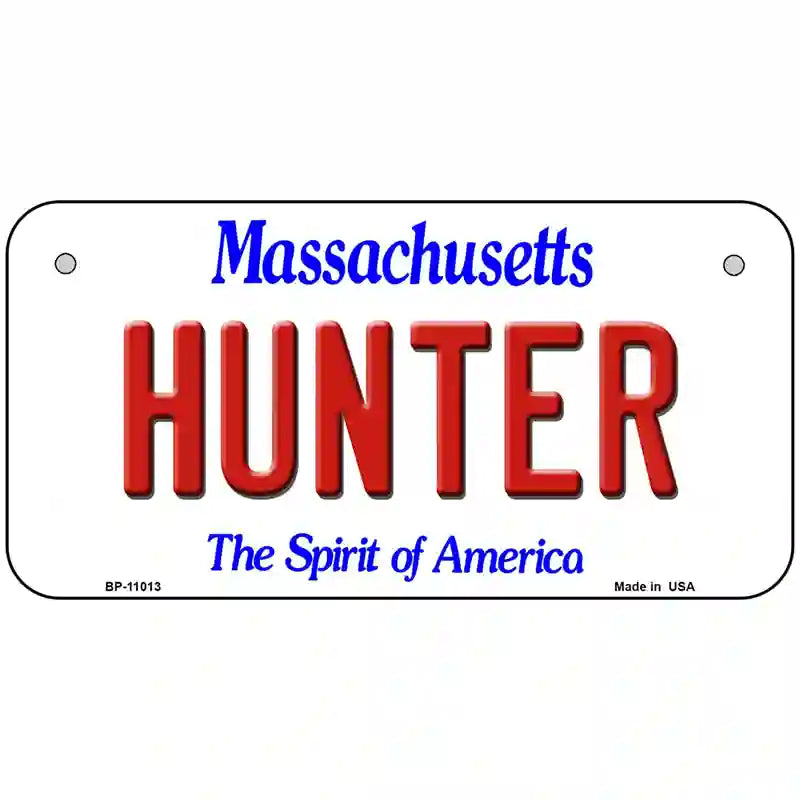 Hunter Massachusetts Metal Novelty License Plate 6" x 3" (BP)