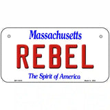 Rebel Massachusetts Metal Novelty License Plate 6" x 3" (BP)