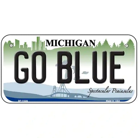 Go Blue Michigan Metal Novelty License Plate 6" x 3" (BP)