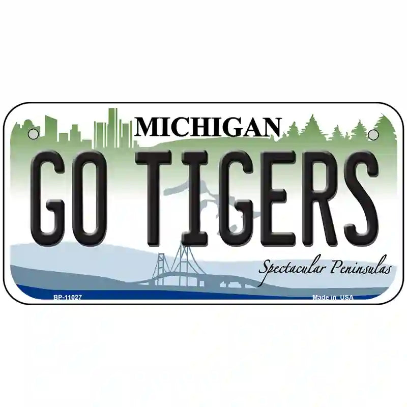 Go Tigers Michigan Metal Novelty License Plate 6" x 3" (BP)