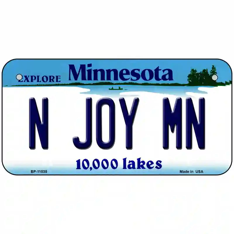 N Joy MN Minnesota Metal Novelty License Plate 6" x 3" (BP)