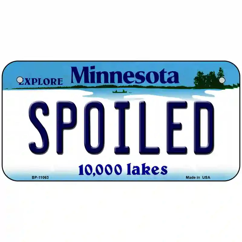 Spoiled Minnesota State Novelty License Plate 6" x 3" (BP)