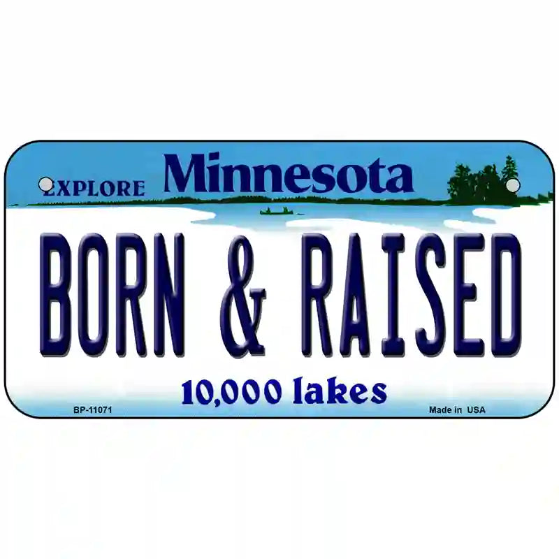 Born and Raised Minnesota State Novelty License Plate 6" x 3" (BP)