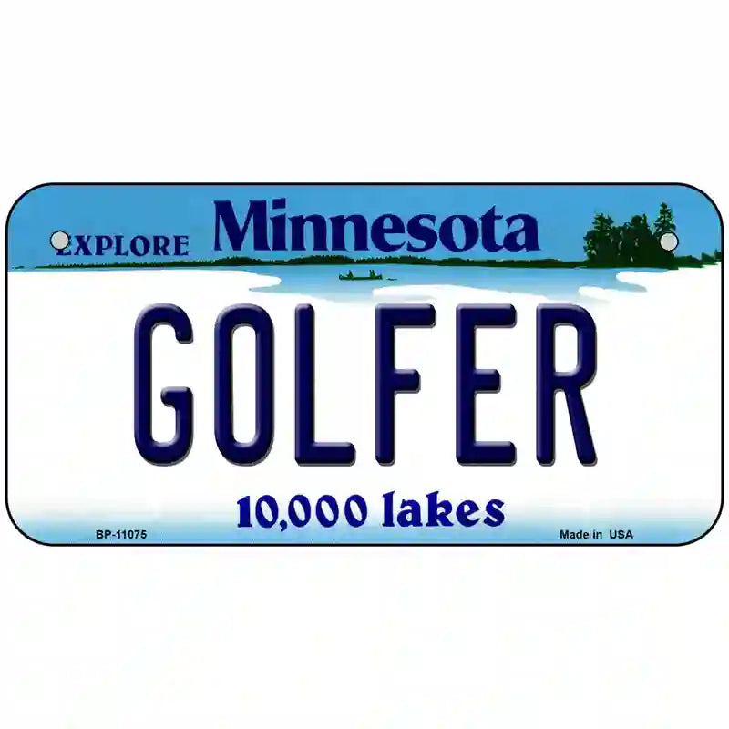 Golfer Minnesota State Novelty License Plate 6" x 3" (BP)