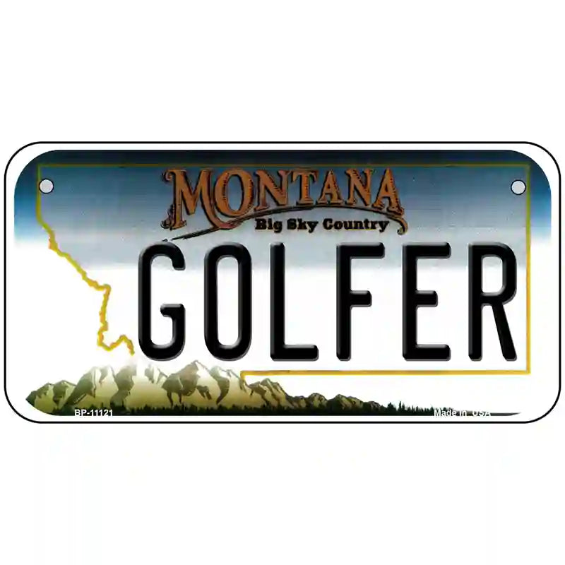 Golfer Montana State Novelty License Plate 6" x 3" (BP)