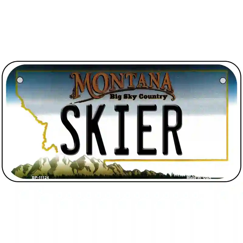 Skier Montana State Novelty License Plate 6" x 3" (BP)