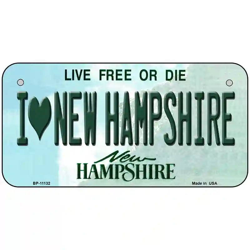 I Love New Hampshire State License Plate 6" x 3" (BP)