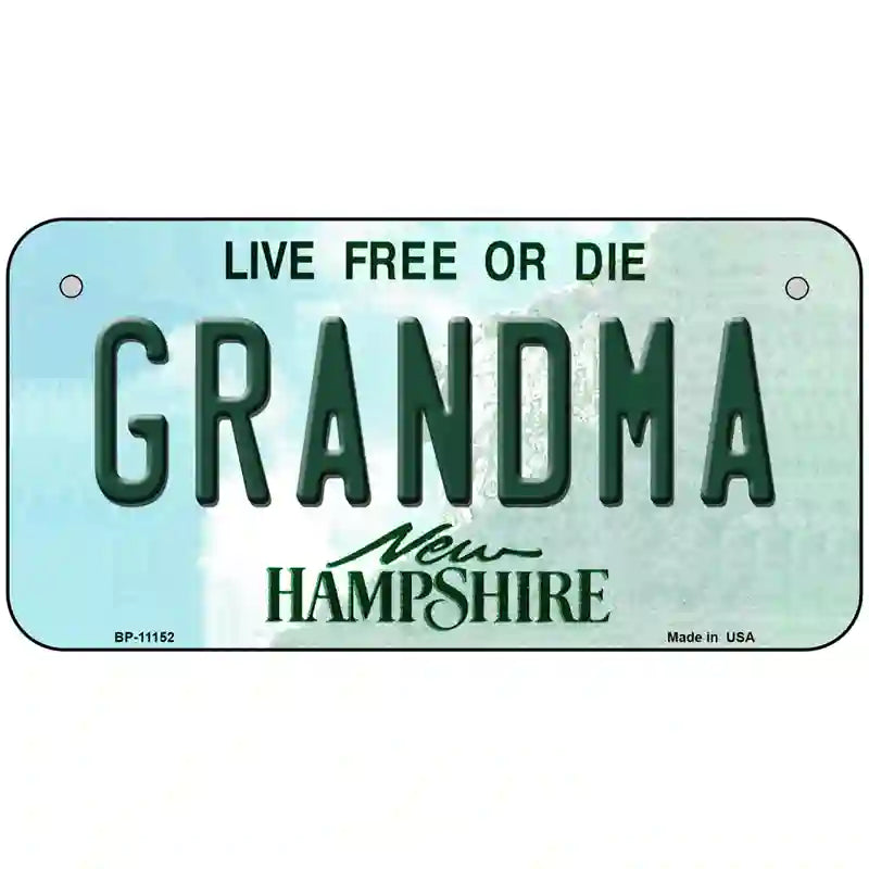 Grandma New Hampshire State License Plate 6" x 3" (BP)