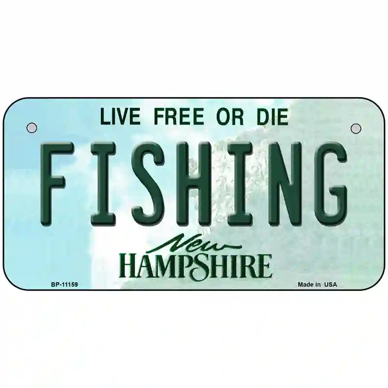 Fishing New Hampshire State License Plate 6" x 3" (BP)