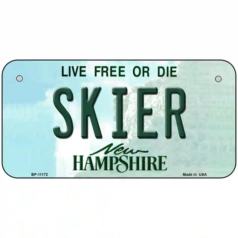 Skier New Hampshire State License Plate 6" x 3" (BP)