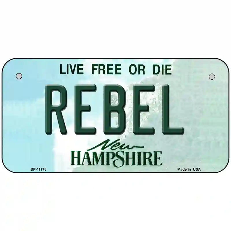 Rebel New Hampshire State License Plate 6" x 3" (BP)