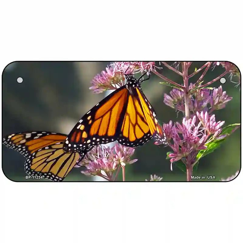 Butterfly Monarch On Flower Novelty Metal License Plate 6" x 3" (BP)