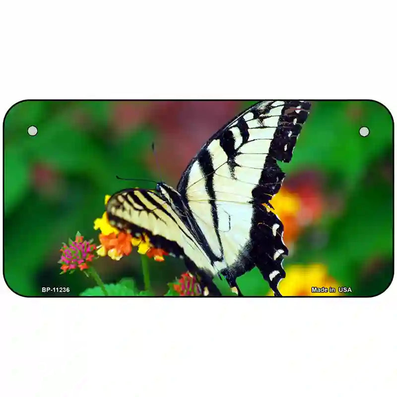 Butterfly Black and White Novelty Metal License Plate 6" x 3" (BP)