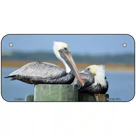 Pelican Two On Pier Novelty Metal License Plate 6" x 3" (BP)