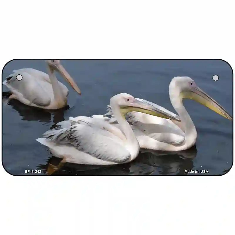 Pelican Three On Water Novelty Metal License Plate 6" x 3" (BP)