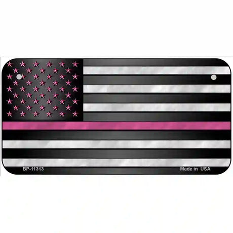 Thin Pink Line With Pink Stars Novelty License Plate 6" x 3" (BP)