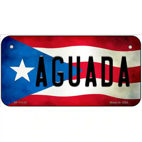 Aguada Puerto Rico Flag License Plate Metal Novelty 6" x 3" (BP)