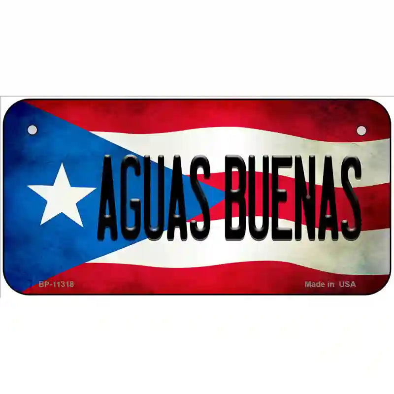 Aguas Buenas Puerto Rico Flag License Plate Metal Novelty 6" x 3" (BP)