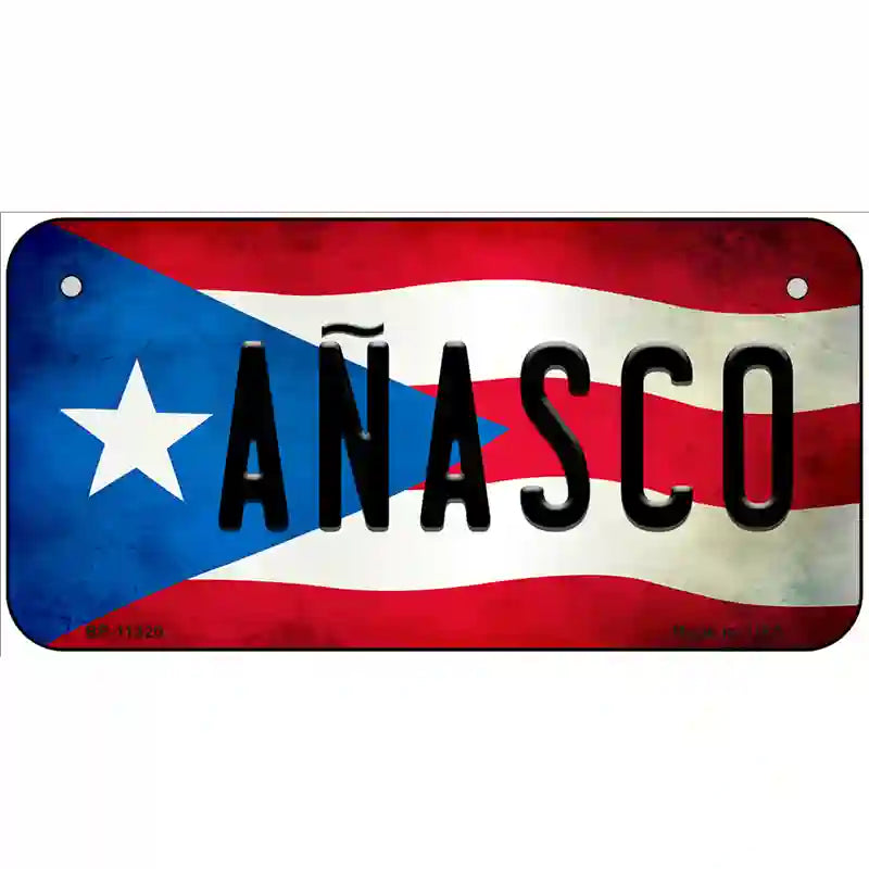 Anasco Puerto Rico Flag License Plate Metal Novelty 6" x 3" (BP)