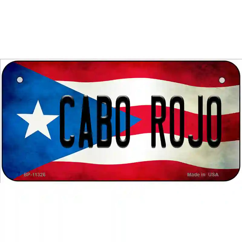 Cabo Rojo Puerto Rico Flag License Plate Metal Novelty 6" x 3" (BP)