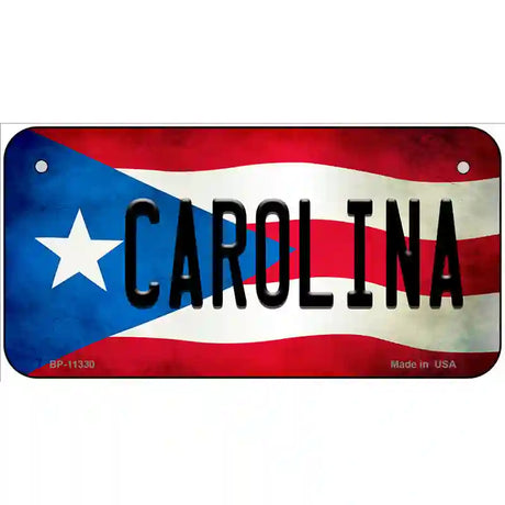 Carolina Puerto Rico Flag License Plate Metal Novelty 6" x 3" (BP)